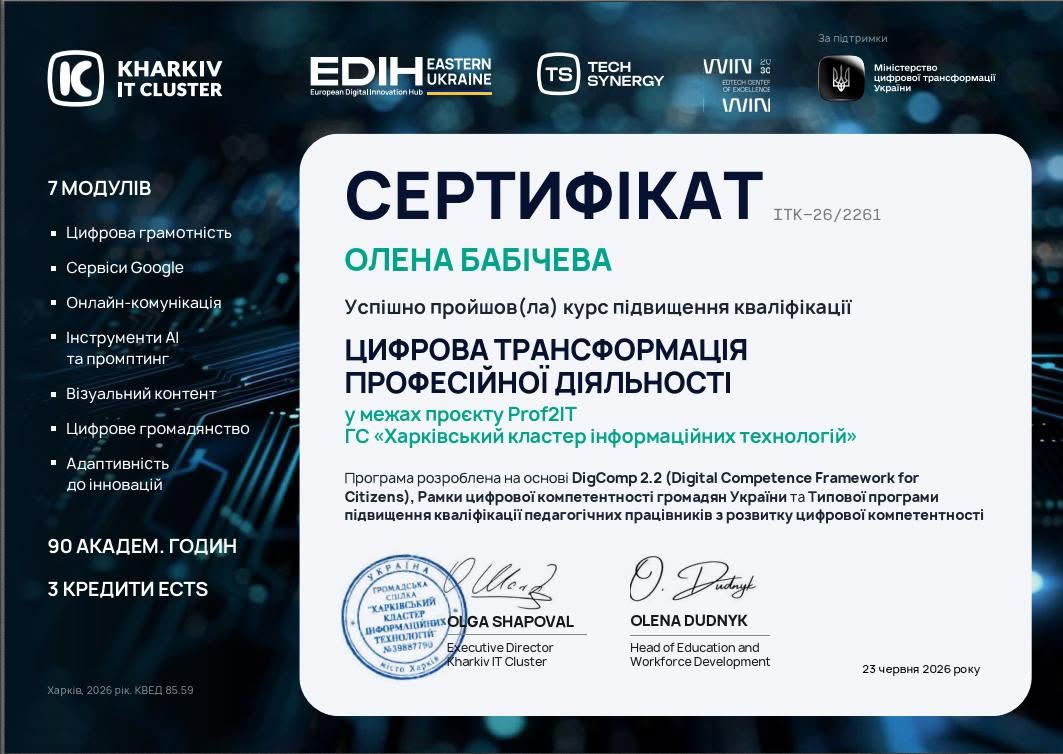 Викладачі кафедри маркетингу АПСВТ успішно завершили курс підвищення кваліфікації з цифрової трансформації професійної діяльності