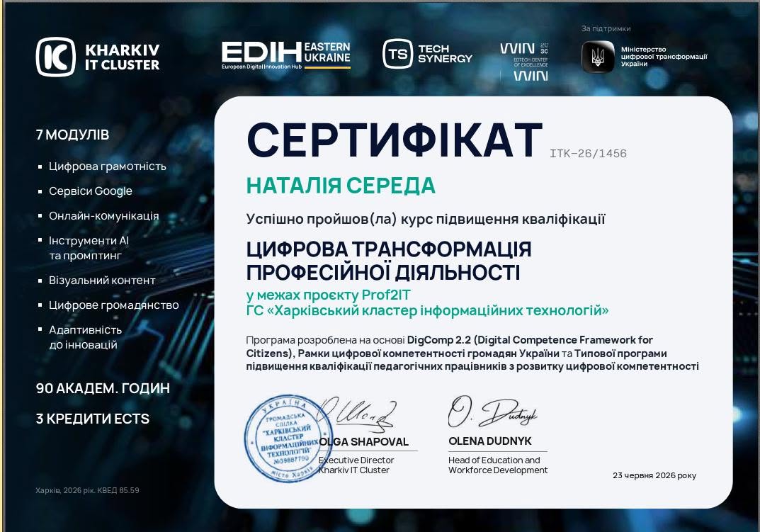 Викладачі кафедри маркетингу АПСВТ успішно завершили курс підвищення кваліфікації з цифрової трансформації професійної діяльності