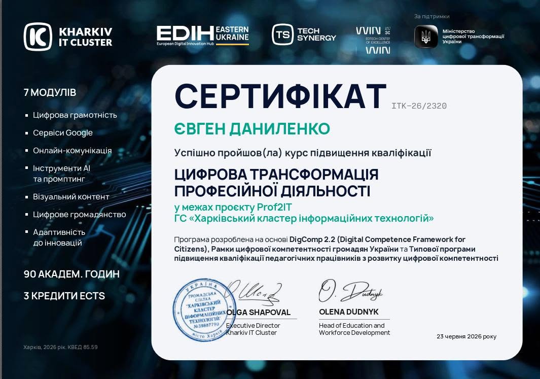 Викладачі кафедри маркетингу АПСВТ успішно завершили курс підвищення кваліфікації з цифрової трансформації професійної діяльності